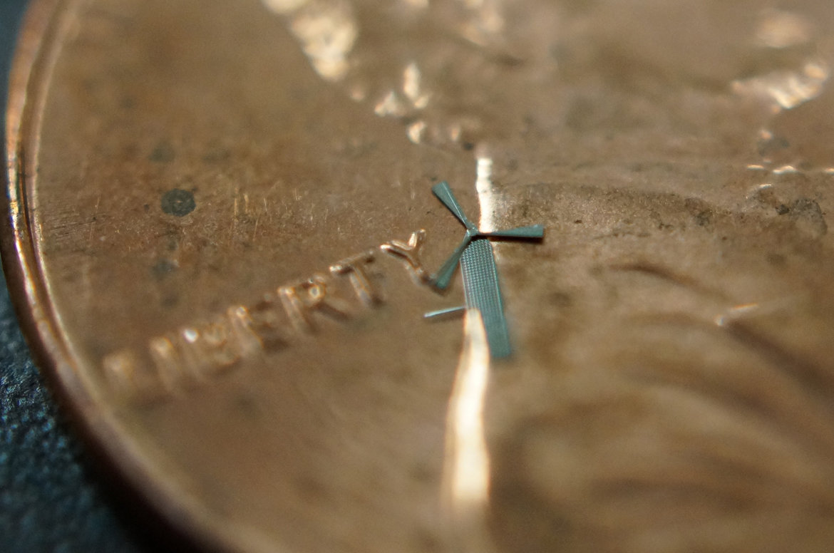 micro-windmill compared to a penny