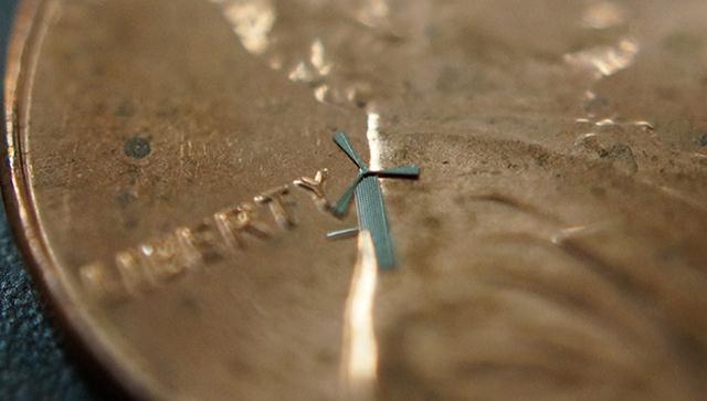 One of Rao's wind turbines on a penny. 