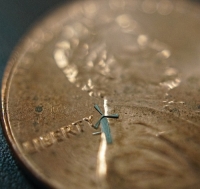 Photo of a micro windmill on a penny